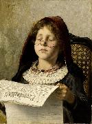 Georgios Jakobides Girl reading oil painting